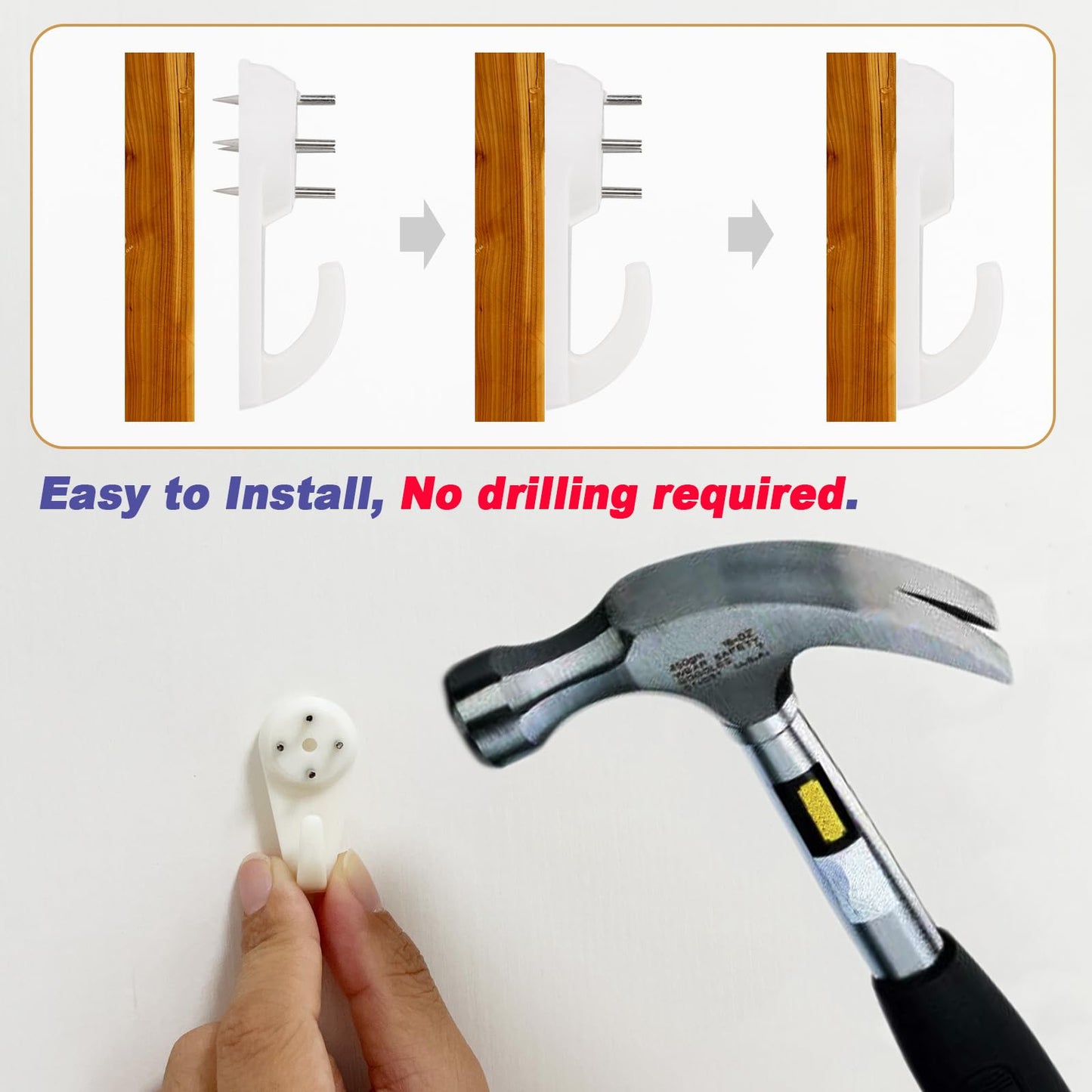 Suprom 60pcs Concrete Wall Hooks, Non-Trace Picture Hanger for Wooden/Stucco/Plaster/Hard Wall, No Damage or Drilling Picture Hooks for Hanging Picture, Artwork, Clocks