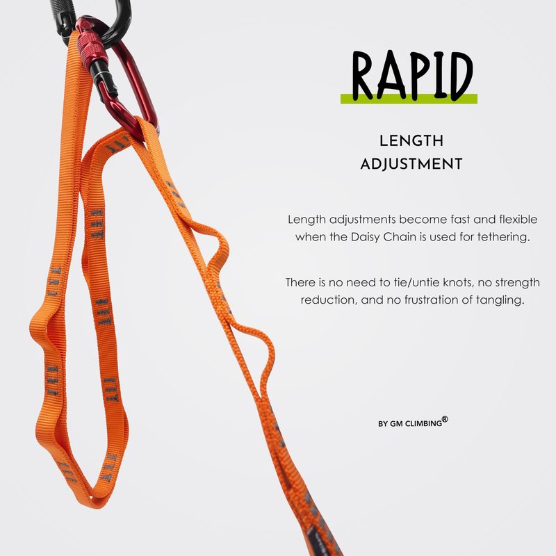 GM CLIMBING Orange 16mm Nylon Daisy Chain Sling 22kN 120cm / 48in CE UIAA Certified for Leading Aid Climb Ascender Rigging Hammock Suspension One Unit