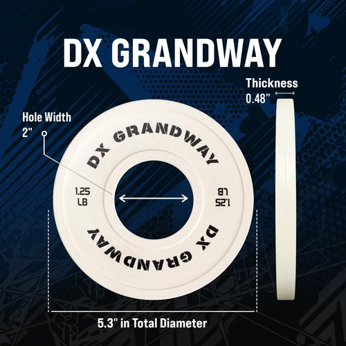 [17.5LB Pack] DX Grandway Fitness Weight Plates 1.25LB 2.5LB 5LB 10LB 25LB 45LB Pairs Singles Support Plates for Weight Lifting Bumper Strength Training Weight Plates Steel Rubber
