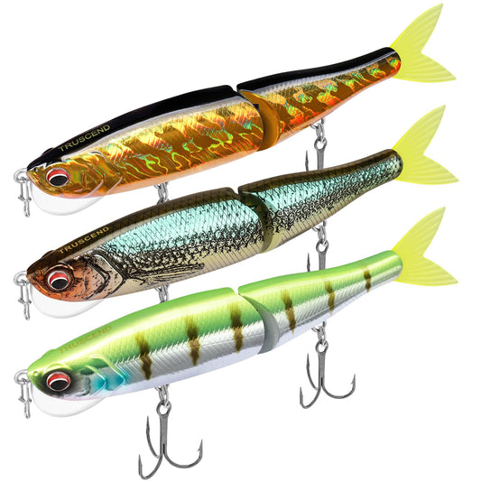 TRUSCEND Fishing Lures for Bass, Glide Baits with Vertical Tongue Design, Segmented Swimbaits Fishing Lures for Saltwater Freshwater, Slow Sinking Plugs Lures for Bass Walleye Trout Pike Musky