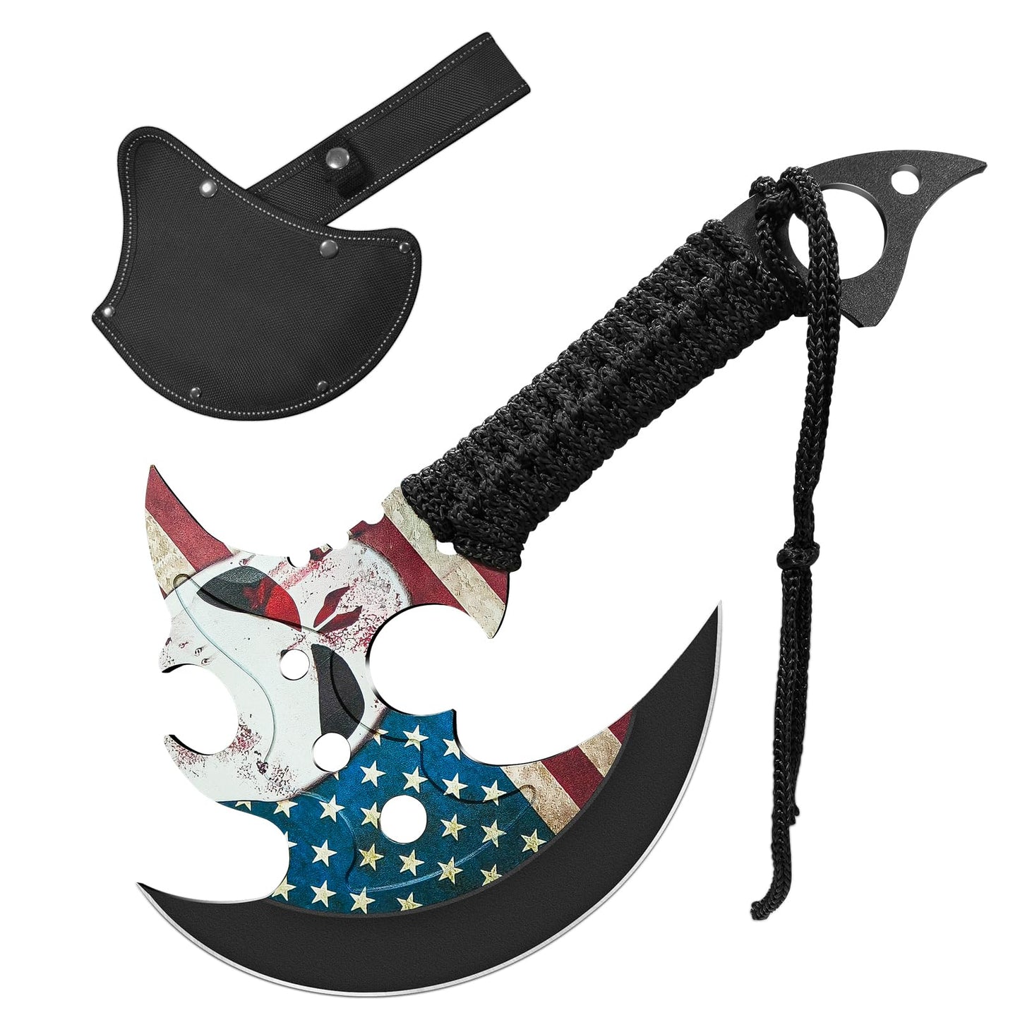 BOPOTI Outdoor 13" Camping Hatchet,Multi Functional Shock-Absorbing Hand Pattern Axe,Mountaineering Campfires Self Defense Portable Carrying Gift for Friend,Family,13",1LB
