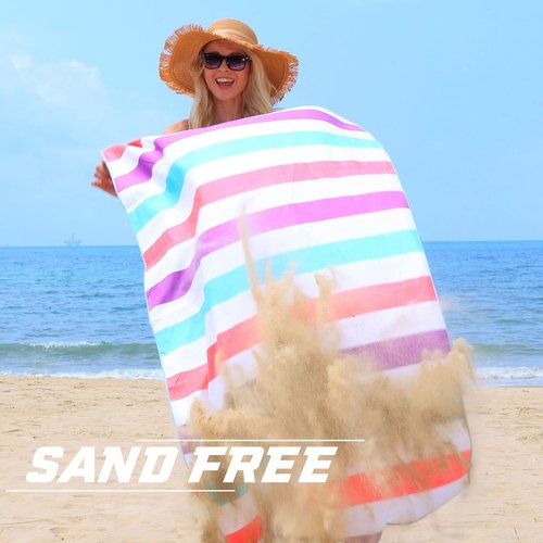 Exclusivo Mezcla Oversized Microfiber Quick-Dry Beach Towels - Lightweight & Sand-Free | Green & Purple, 35x70 Inches
