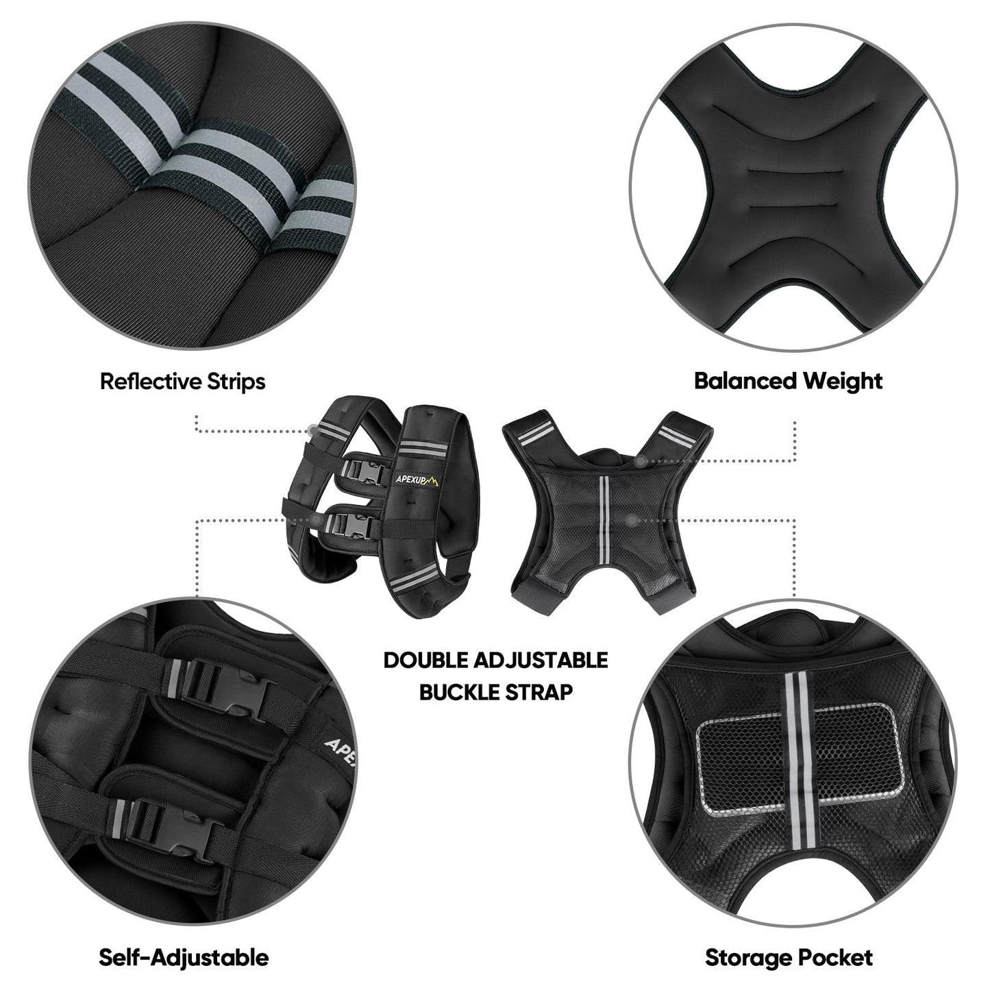 APEXUP 20lbs Weighted Vest Men Women, Weight Vest for Women Workout Equipment for Strength Training Running (Pink)