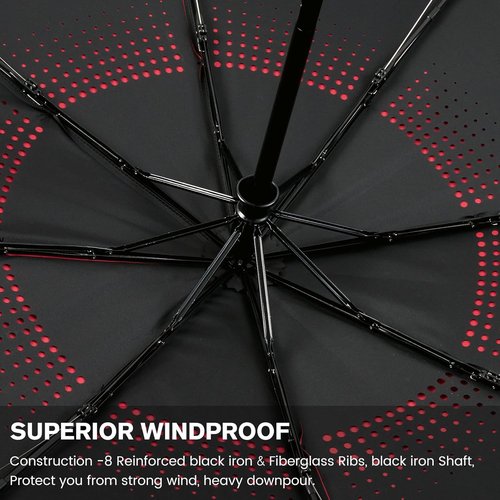 G4Free Windproof Travel Umbrella - 46-Inch Automatic Compact Design with Double Canopy & Strong Fiberglass Frame