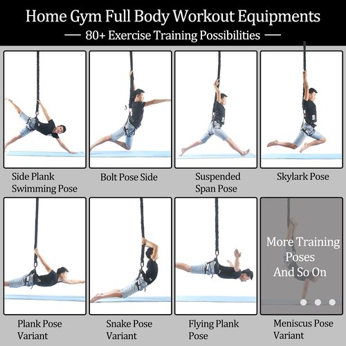 DASKING Natural Latex Resistance Bands Set - 3-Level for Suspension Trainer for Home Gym, Yoga & Recovery (Adjustable Harness, Exercise Guide)