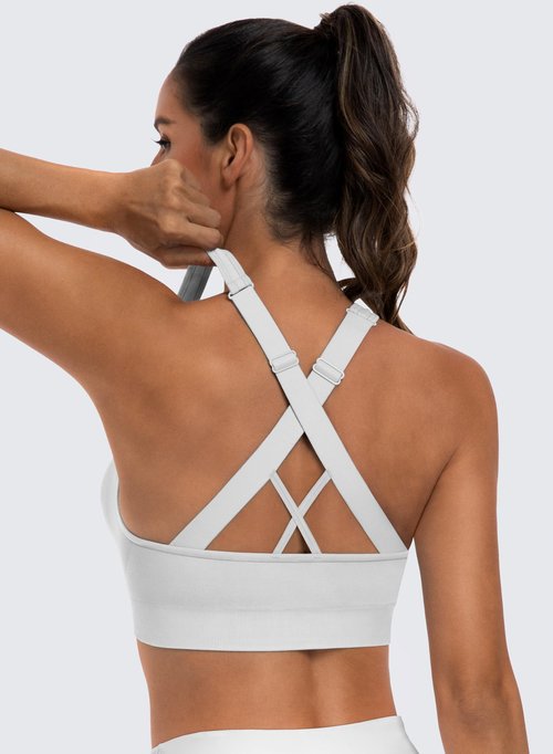 3-Pack Criss-Cross Strappy Sports Bras for Women - Padded High Impact Seamless Yoga Exercise Athletic Bra
