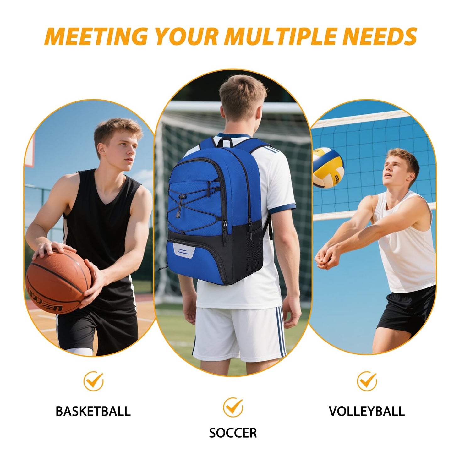 Goloni Soccer Backpack Bag with Separate Ball & Cleat Shoe Compartment, Waterproof Volleyball Basketball Backpack Sports Gym Backpack for Teen Girls Boys Men Women Kids