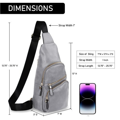 Emperia Small Sling Bag Fanny Packs Crossbody Bags Travel Backpack Chest Bag Gifts for Women Men Grey