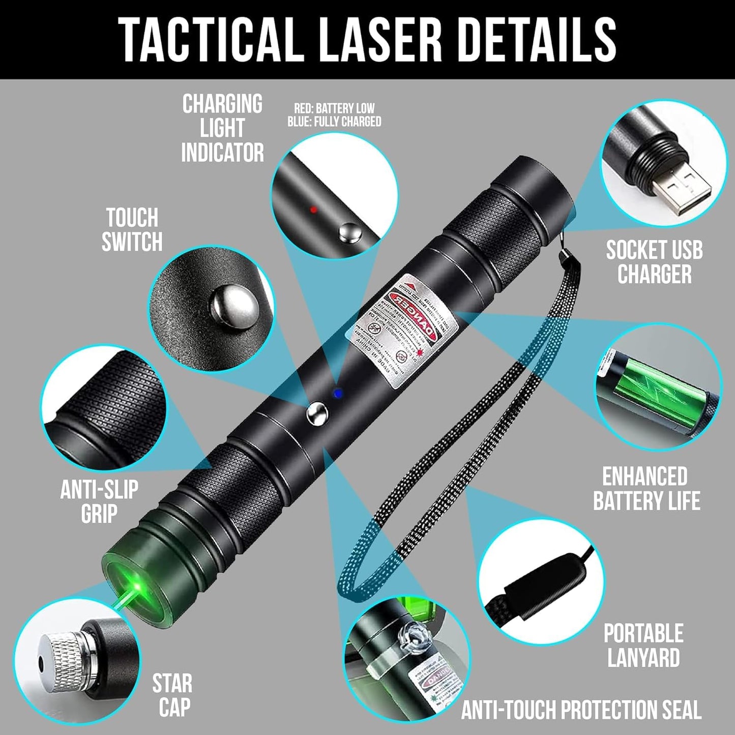 High Power Green Laser Pointer, Long Range Presentation Pen - Green