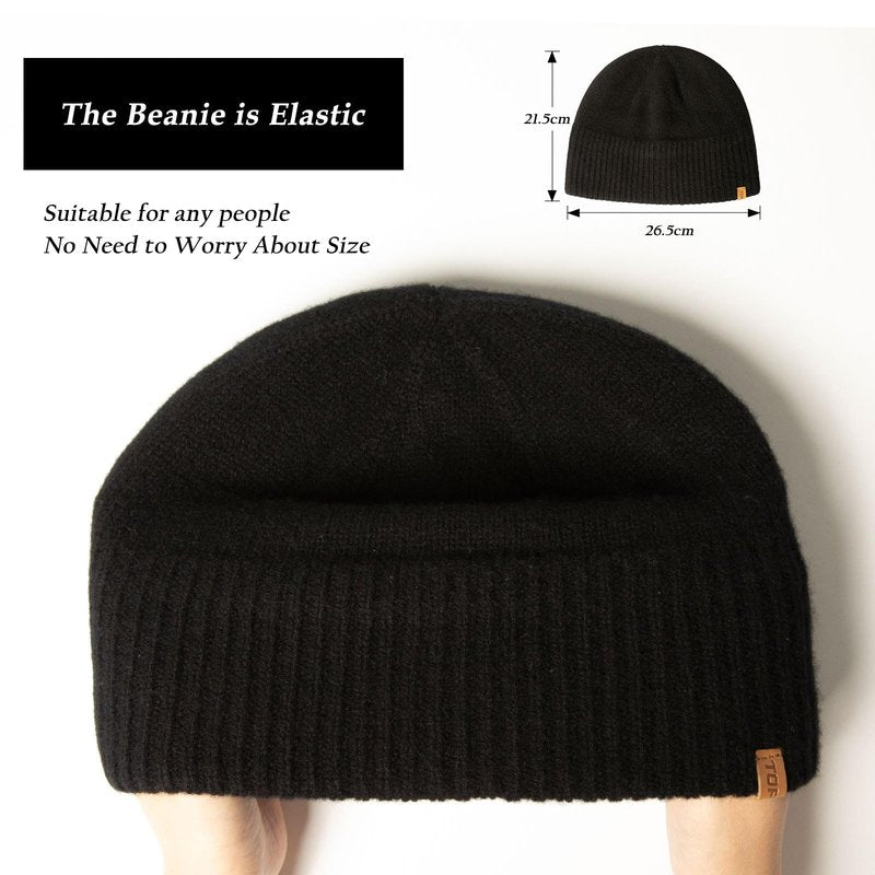 TOP-EX PolarWool™ Merino Wool Beanie Polartec® Fleece Lined L/XL/XXL Unisex Warm Winter Knit Hat Watch Cap (US, Alpha, X-Large, XX-Large, Black(Sentinel))