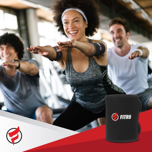 Fitru Arm Trimmers - Exercise Wraps for Arms - Sauna Compression Neoprene Sleeves - Workout Accessory for Women & Men - Thermal Non-Slip Bicep Spot Trimmer - 4 Sizes For Precise Fit