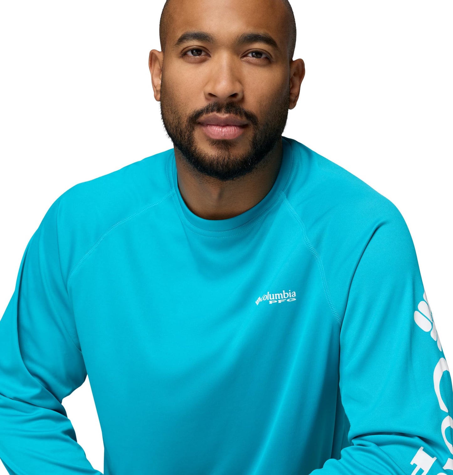Columbia Men's PFG Terminal Tackle Long Sleeve Fishing Shirt, Ocean Teal/White Logo, X-Small
