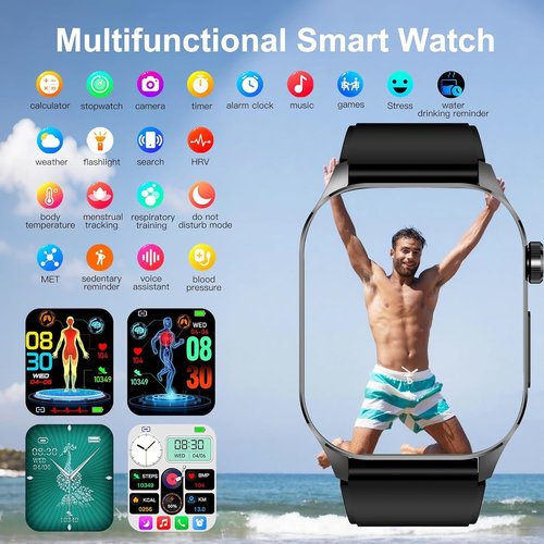Advanced Health Smartwatch - Real-Time Heart Rate, Blood Oxygen & Sleep Monitoring | Compatible with Android & iOS