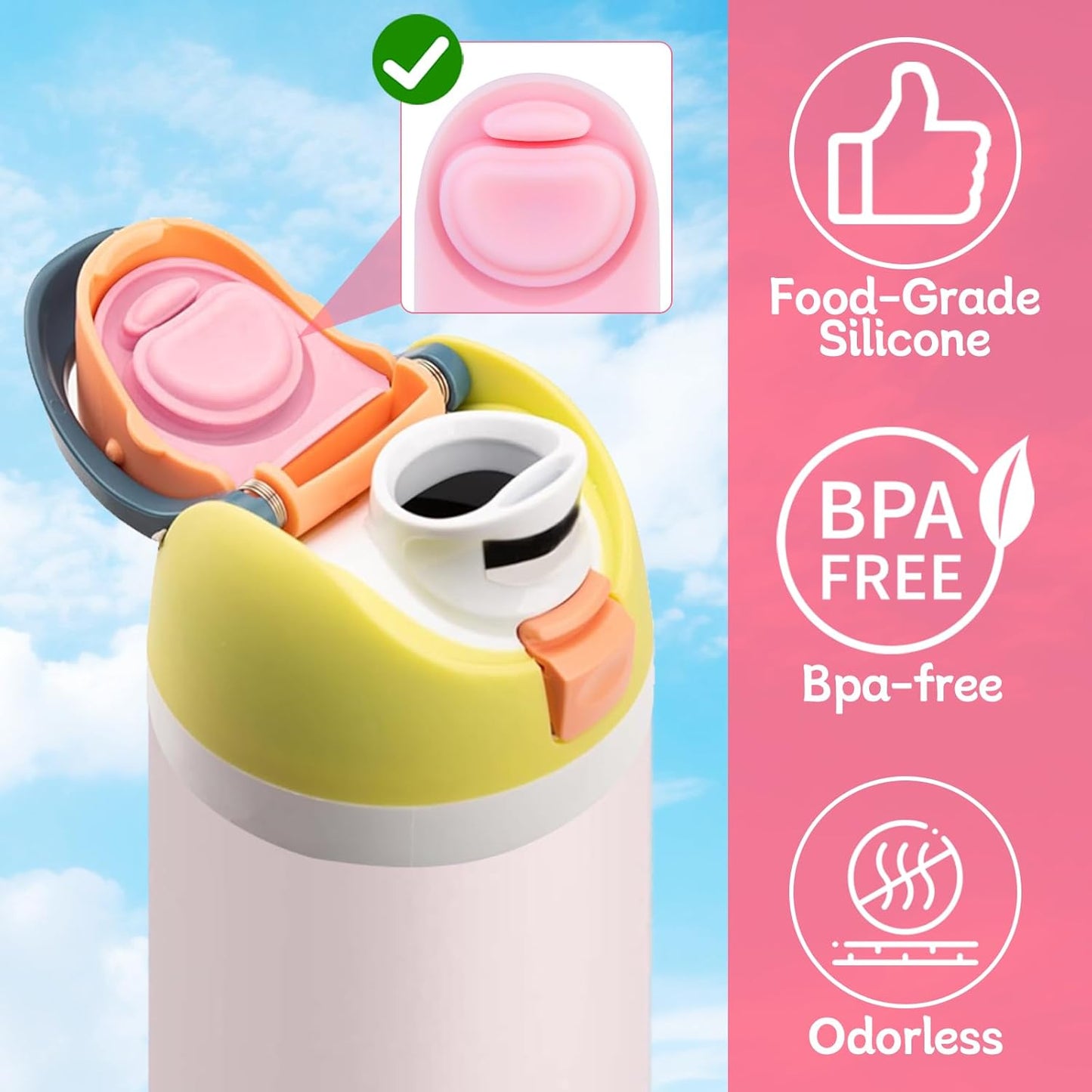 Owala | Replacement Rubber Seal Stopper - Silicone Gasket Lid for 16/19/24/32/40oz Bottles - Pink (2 Pcs)