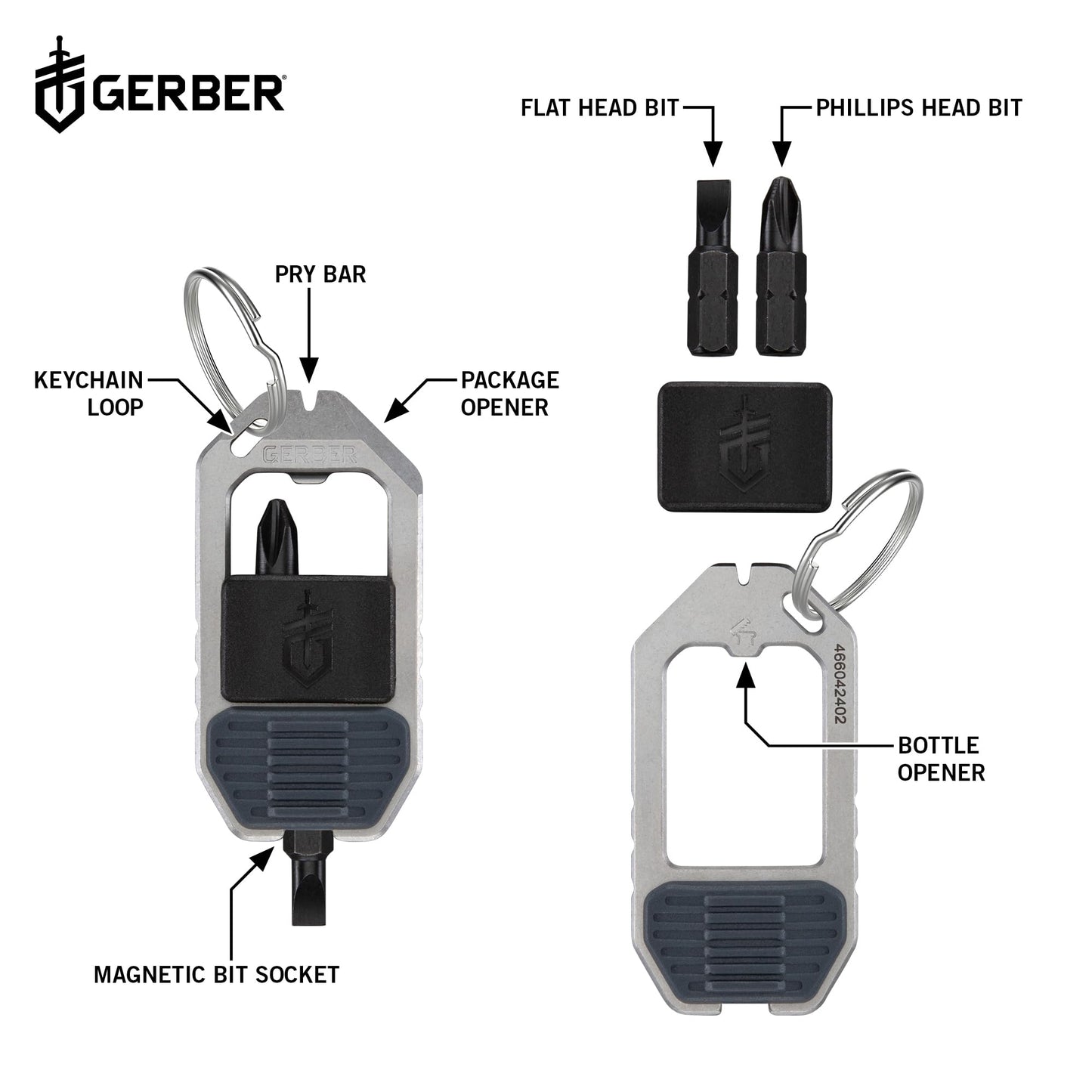 Gerber Gear Driver Keychain 5-in-1 Multitool, Clips to Pocket or Keychain with Pry Bar, Phillips and Flat Head Screwdriver Bits, and Bottle Opener, Lightweight EDC Gear for Everyday Carry, Urban Blue