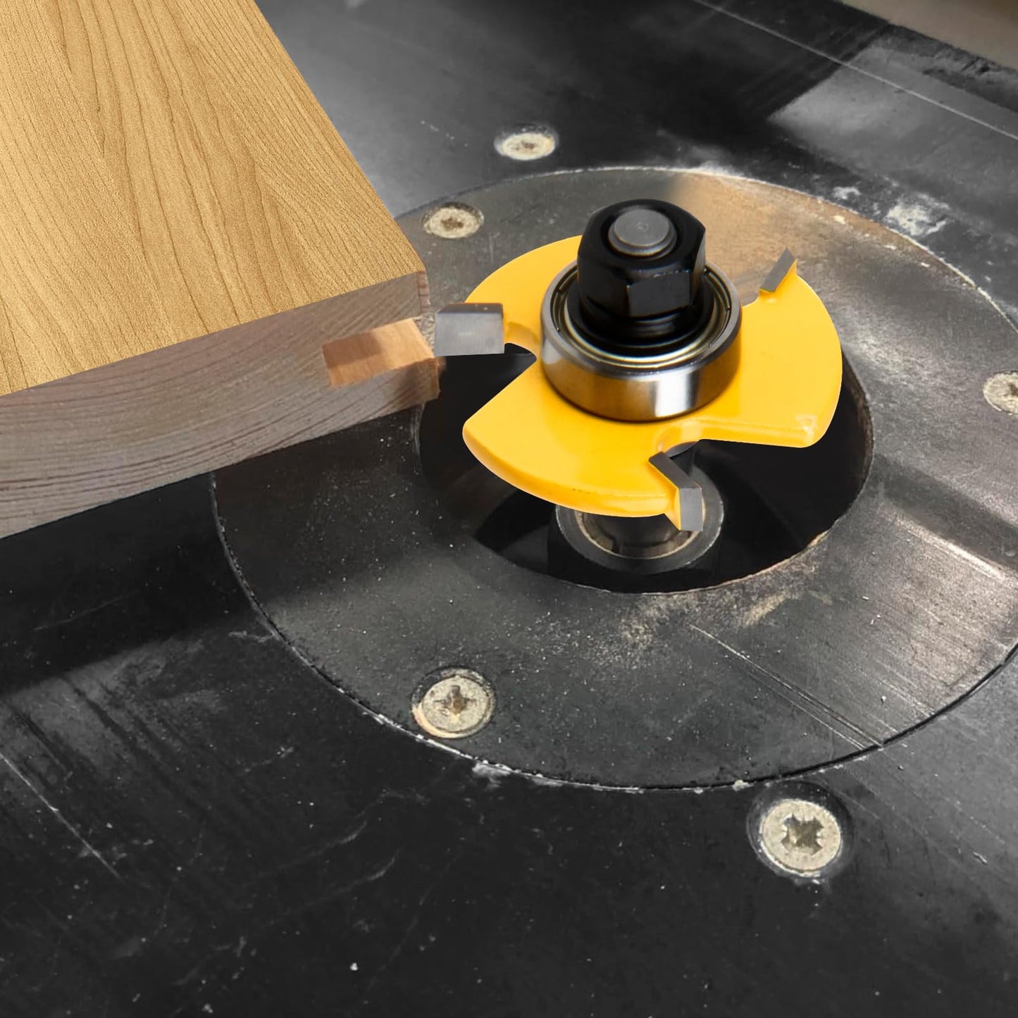 Tongue and Groove Router Bit Set 1/4 Inch Shank, UTRUSTTO 2 Pieces 1/4" Router Bits 3 Teeth Adjustable T Shape Wood Milling Cutter Woodworking Tool