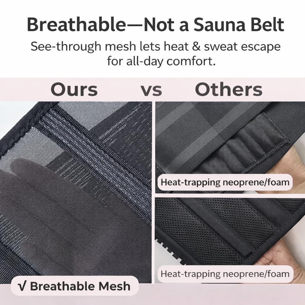 Skiennix Ultra Breathable Back Brace - Lightweight Adjustable Lumbar Support for Lower Back Pain | Comfortable Compression for Sciatica & Scoliosis