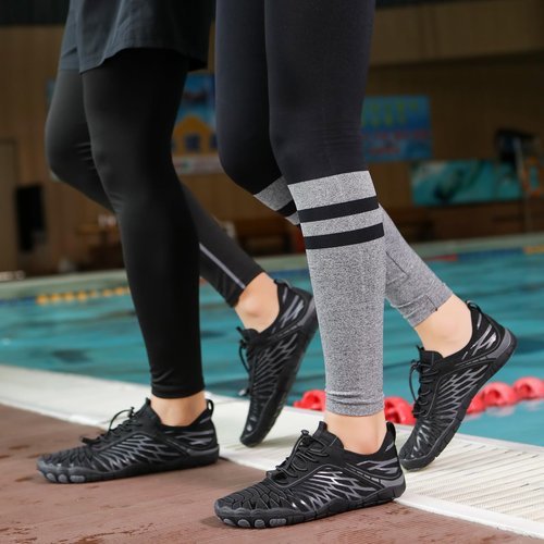 Hike Barefoot Shoes Womens Men,Unisex Barefoot Water Shoes Breathable, Anti-Slip Hiking Footwear for Athletic Wide Toe Shoe Footwear for Hiking, Walking, Running, Yoga, and Water Sports Black Gray