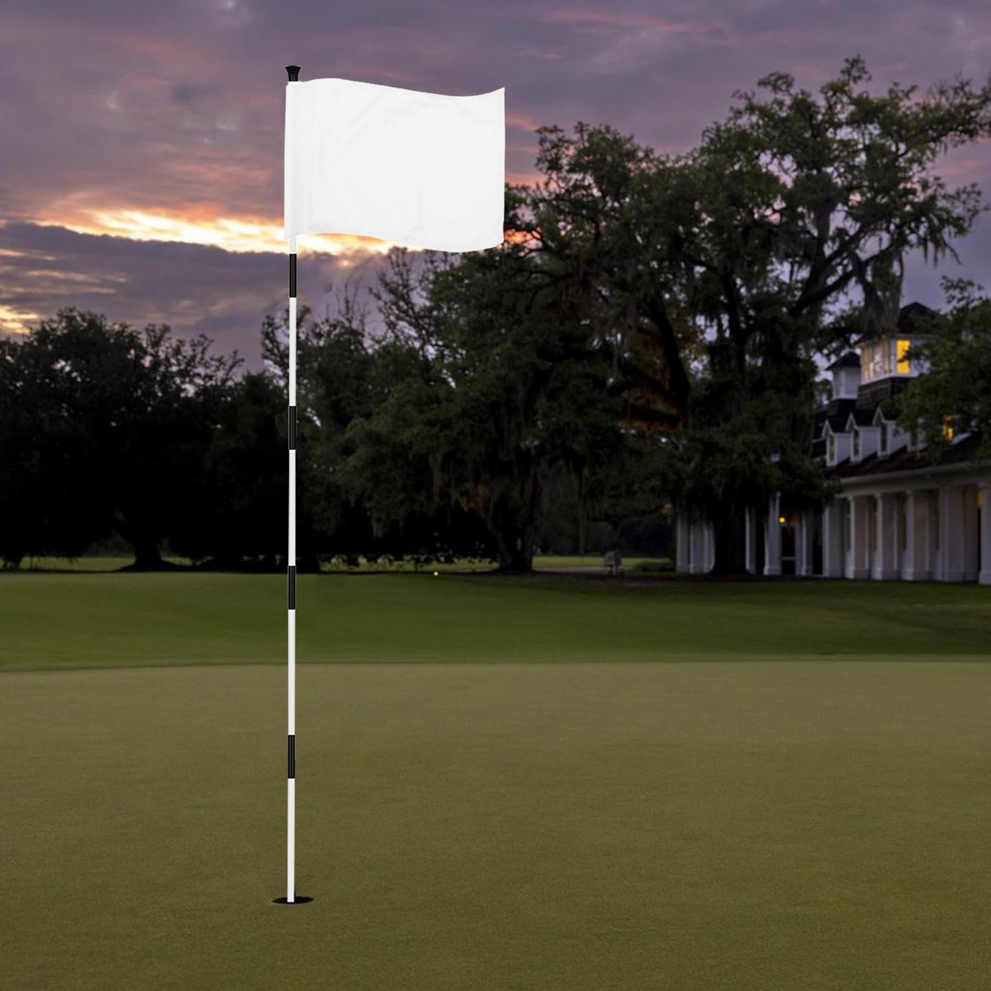 KINGTOP Golf Flag 20x14 Inch - Plain White, 420D Nylon, Tube Inserted - Standard Putting Green Flags for Backyard Practice, Golf Courses, Country Club, 1-Pack