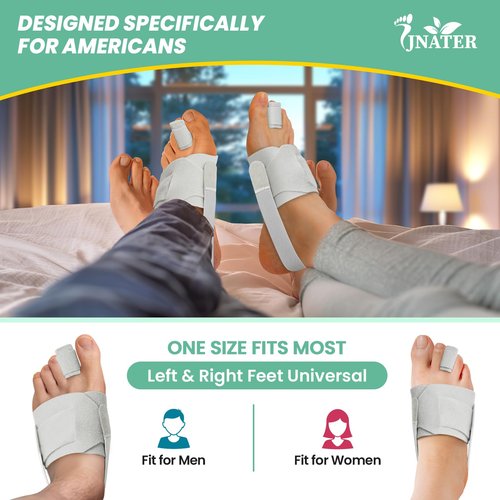 JNATER Hammer Toe Straightener for Women & Men - Non-Slip Hammer Toe Corrector, Adjustable Toe Splint for Hammer Toe, Curled Toes, Crooked Toes, Broken toe Support - Day & Night Relief (1 Compression Foot Wrap & 1 Strap, Gray)