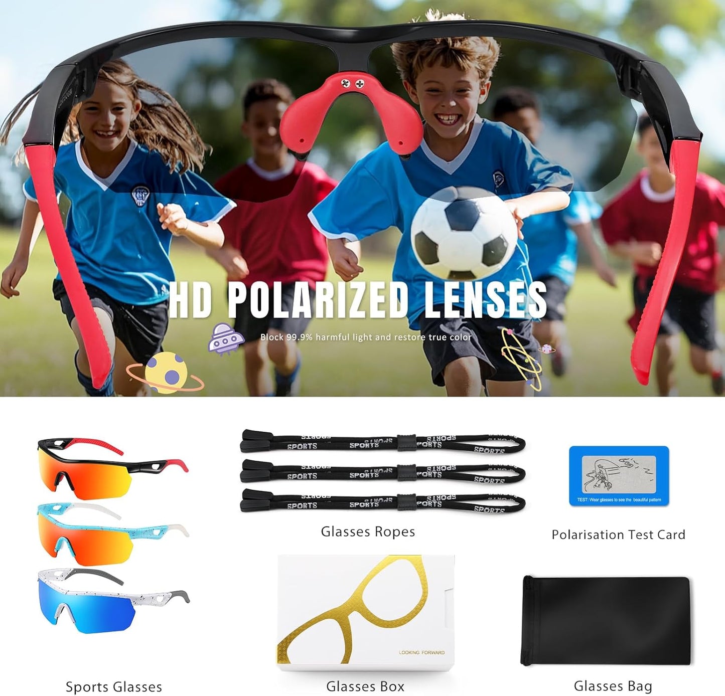 Skiennix Kids Sunglasses - Polarized Baseball Goggles for Boys & Girls Ages 3-12 | UV Protection