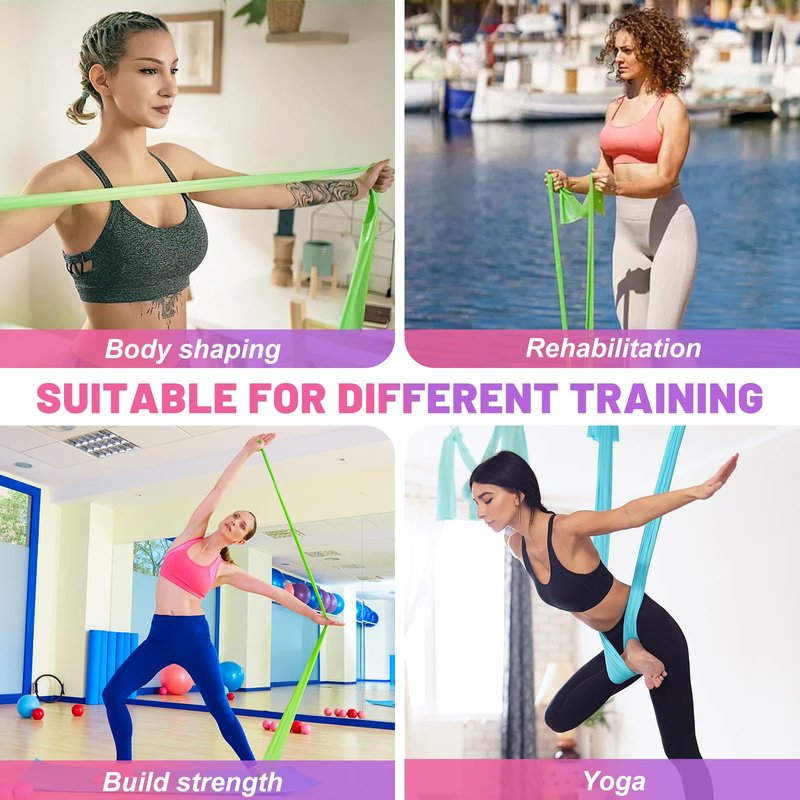 Resistance Bands Set, 5 Pcs Exercise Bands Elastic Stretch Bands for Fitness Yoga Pilates Stretching Strength Training, Workout Bands for Home Gym (Gradient Blue)
