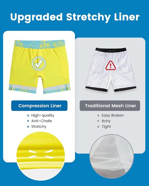 Maamgic 2-in-1 Men's Swim Trunks - 7-Inch Board Shorts with Quick-Dry Fabric | Stylish Swim Suits