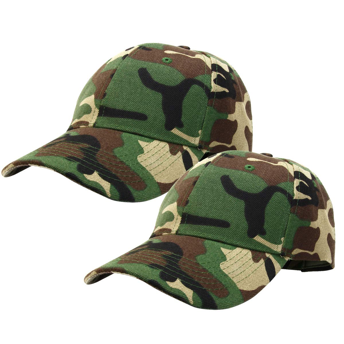 Falari Baseball Cap Adjustable Size for Running Workouts and Outdoor Activities All Seasons (2pk Woodland & Woodland)