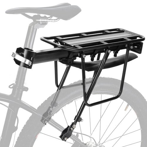 PIREKZUNT Rear Bike Rack, 110 LB Capacity Quick Release Bike Cargo Racks with Mudguard and Reflective, Adjustable Aluminum Alloy Ebike Carrier Rack for 26"-29" Frames