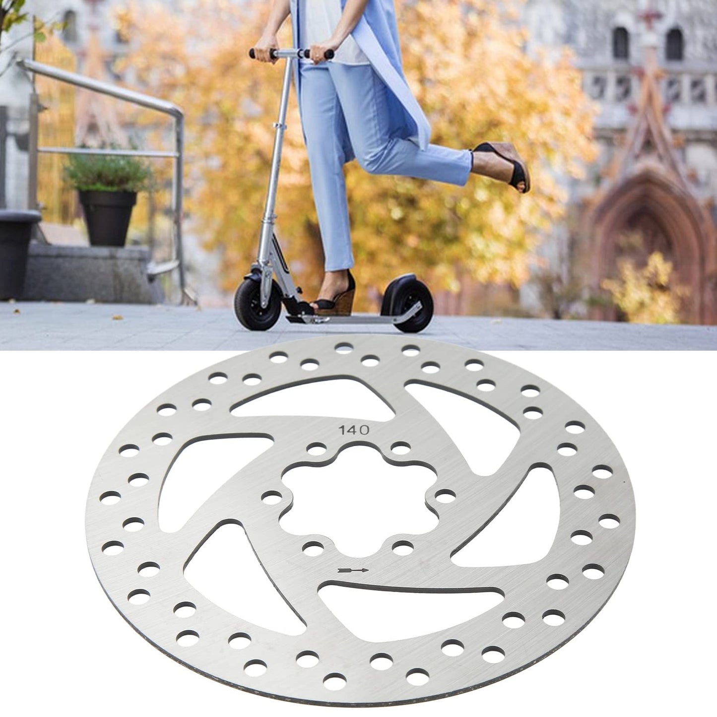 Tissting 5.5inch Electric Scooter Brake Disk Mini Round Stainless Steel 6 Hole Brake Disc with 6 Screws for Electric Replacement Accessories