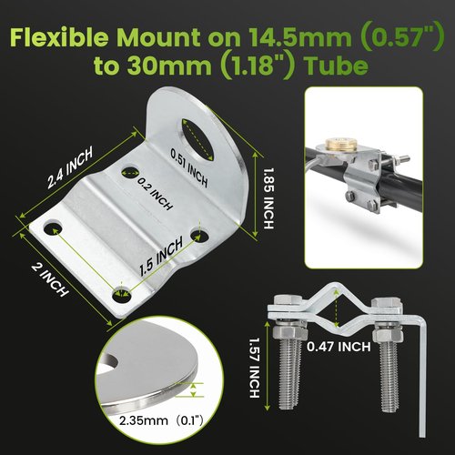 Anina Groove CB Radio Antenna Mount for SO239 Stud 3/8-24 Thread Stainless Steel Bracket Fit Truck Mirror (Fits 13-30mm Tube), Semi Truck, Jeep, Off-Road Vehicles