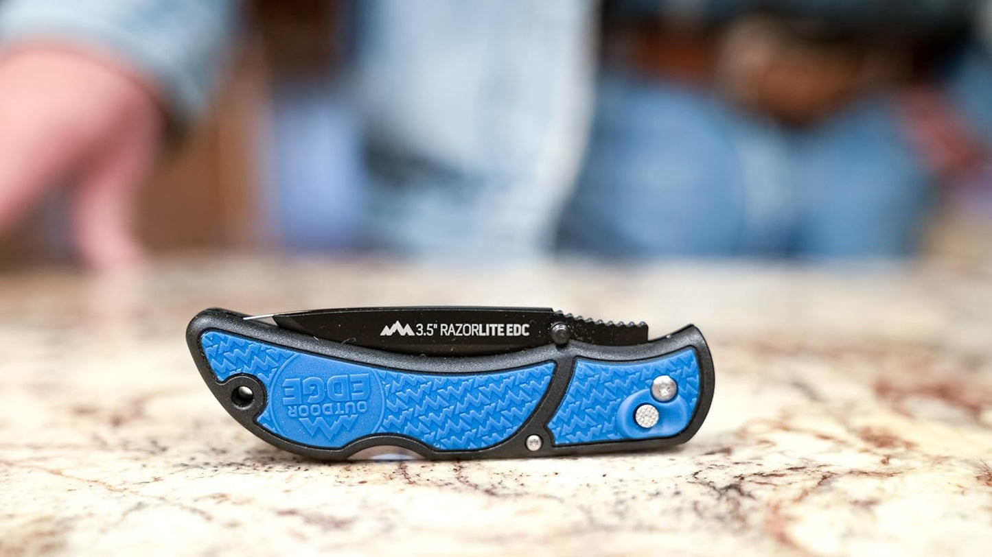 RazorLite EDC Pocket Knife 3.5” - Obsidian Black, Replaceable Blades & Clip for Camping, Hunting, Survival
