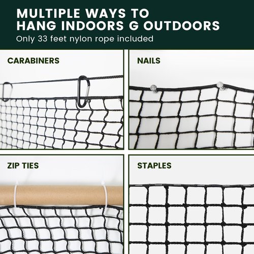 Sports Netting,Golf Practice Net Hitting Net with 33Feet Nylon Rope Also for Baseball, Hockey, Soccer, LAX and More - 10x10ft/10x15ft/10x20ft/10x25ft/10x30ft/10x40ft/10x55ft