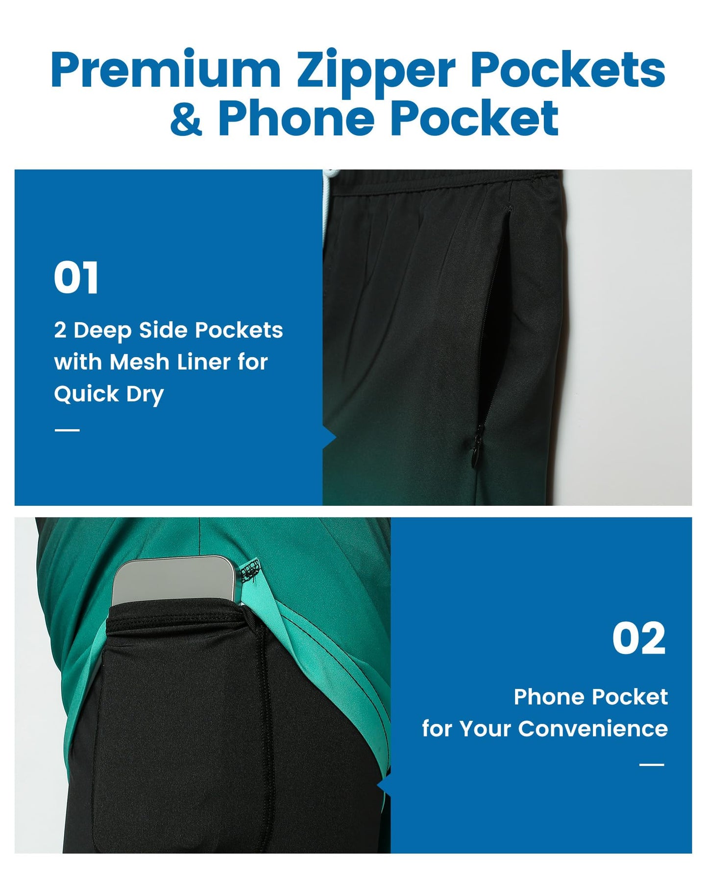 maamgic 2 in 1 Mens Swim Trunks 7 Inch Swim Shorts Swim Suits Board Shorts Gradual Green Black XS