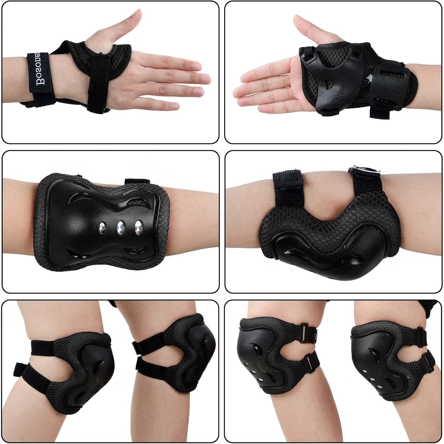 BOSONER Kids Protective Gear Set - Knee & Elbow Pads for Roller Skating, BMX, and Cycling