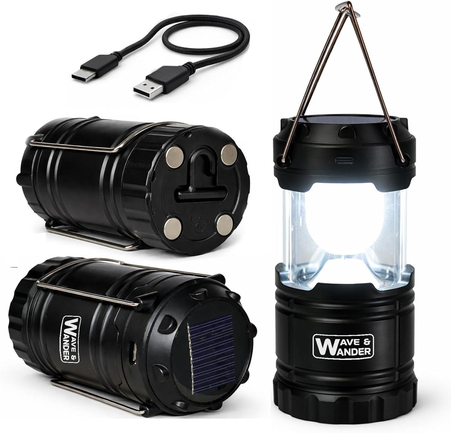 Skiennix Solar & Rechargeable LED Camping Lantern - Waterproof, Bright, Portable with Power Bank & Magnetic Base