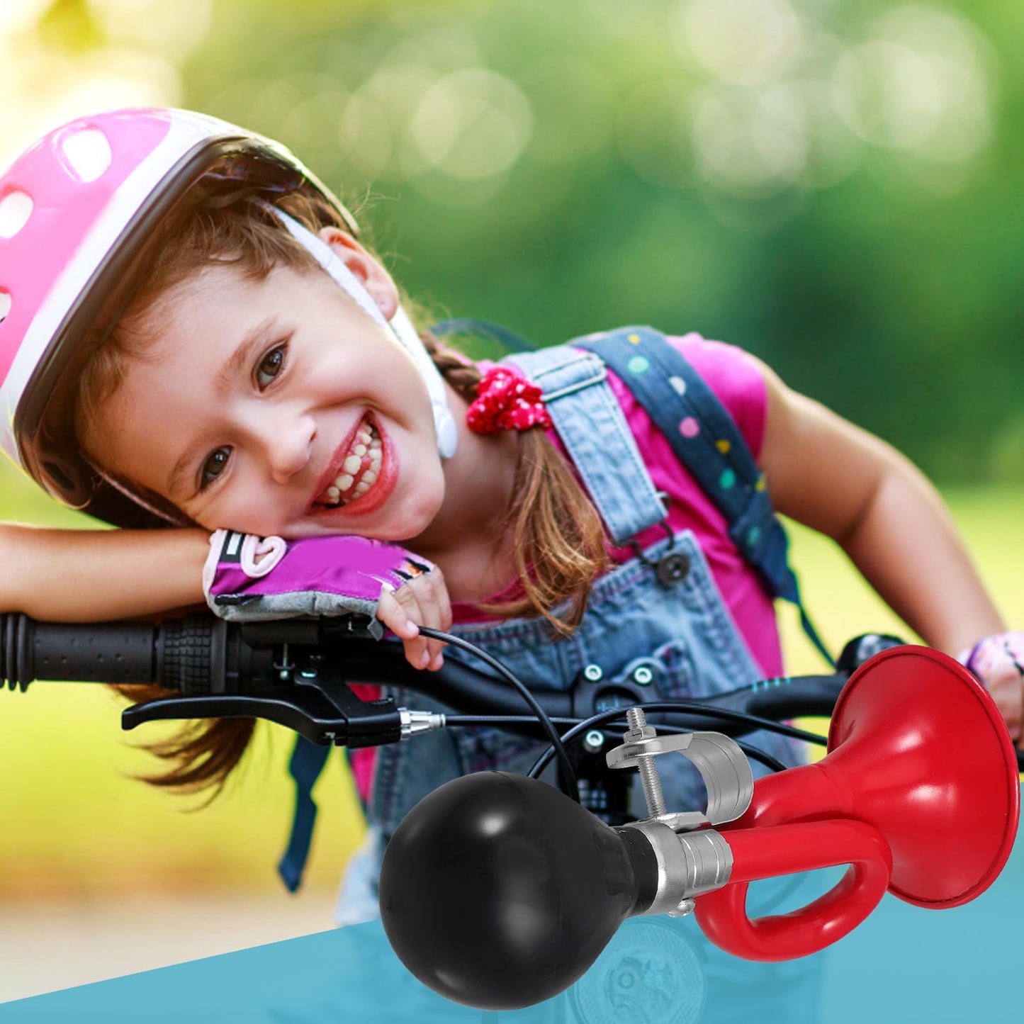 POPETPOP Bike Horn for Adults Manual Bicycle Bell with Crisp Sound Portable Handlebar Bike Accessory for Mountain Road Urban Bikes and Scooters 1 Pack