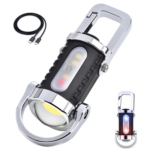 FULLIKES Keychain Flashlight (3 in 1), Portable Rechargeable Bright Keychain Flashlight, Cob Keychain Work Light with 7 Light Modes, 1500 Lumens Mini Keychain Lights for Emergencies