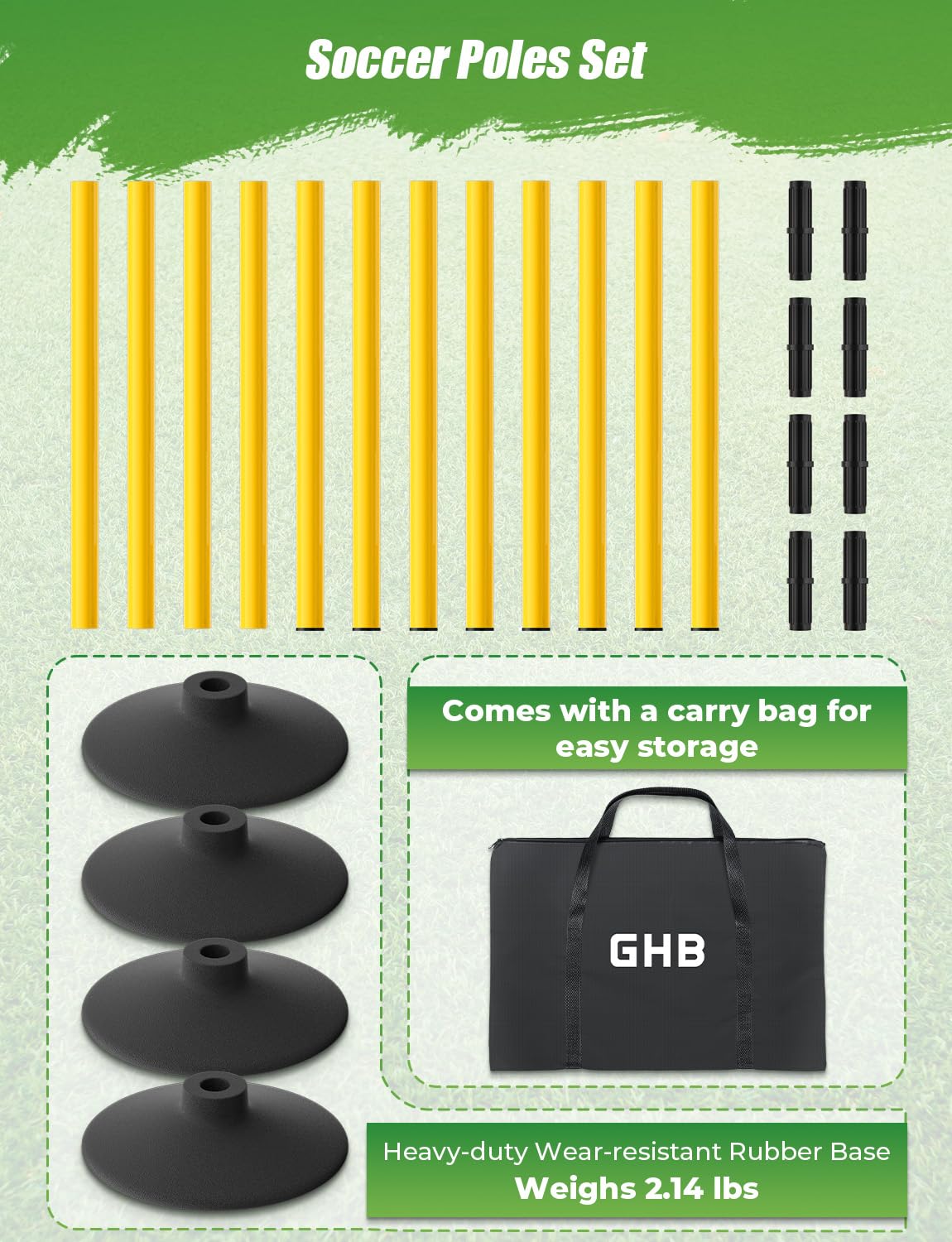 GHB Agility Poles 4 Pack 50" Sports Soccer Training Poles