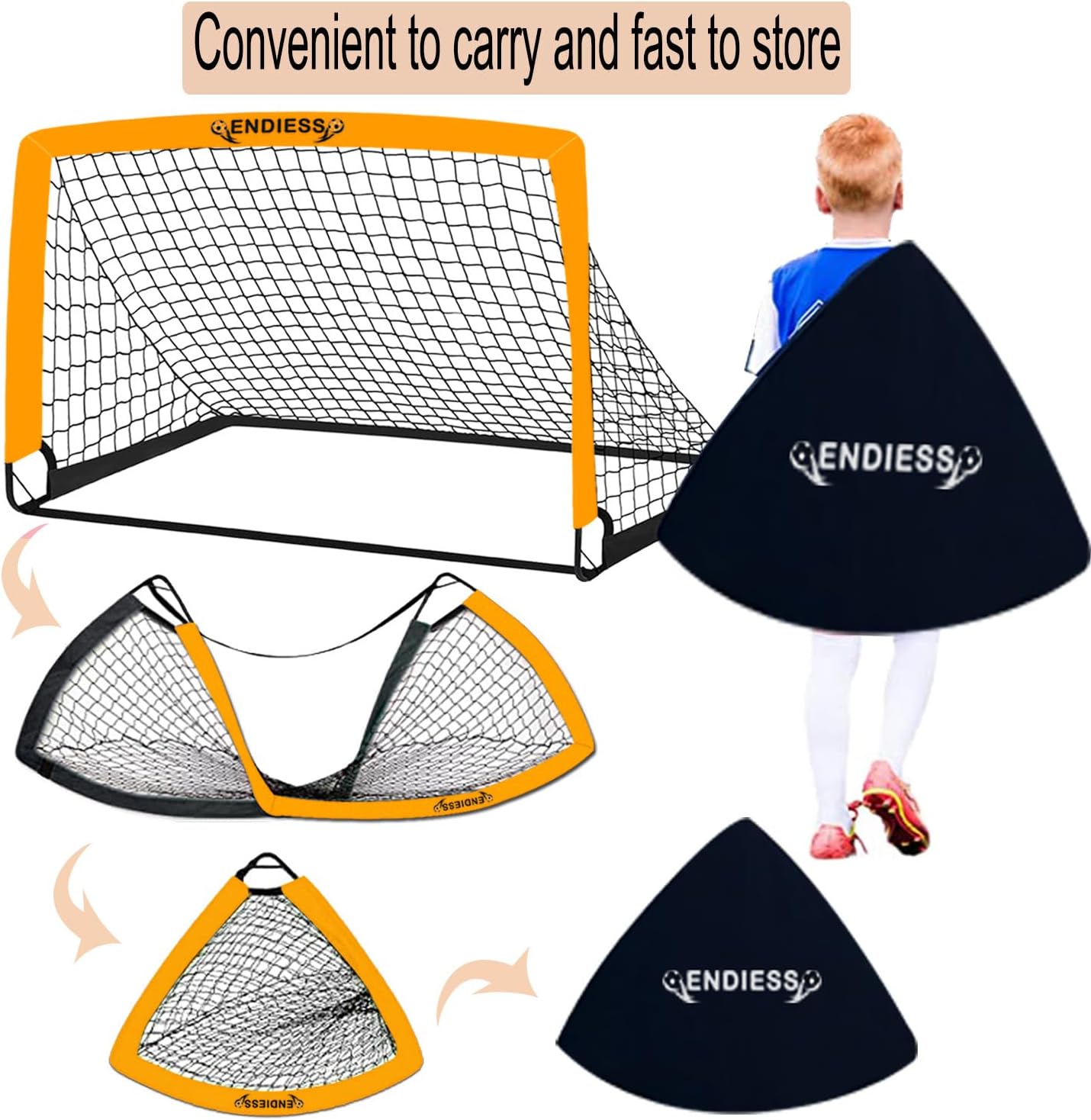Pop Up Soccer Goals by [Brand Name] - Durable 4'x3' Kids Soccer Net Set with Ball, Pump & Carry Bag