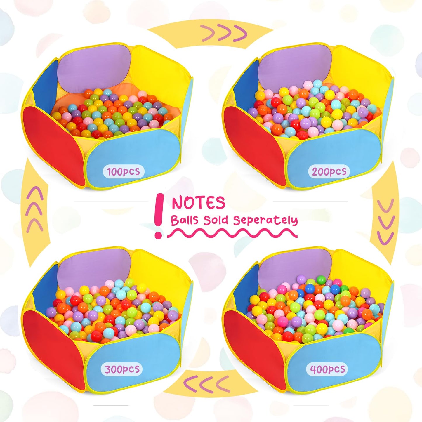 Eocolz Kids Ball Pit Large Pop Up Childrens Ball Pits Tent for Toddlers Playhouse Baby Crawl Playpen with Basketball Hoop and Zipper Storage Bag, Balls Not Included (1M Multicolor)
