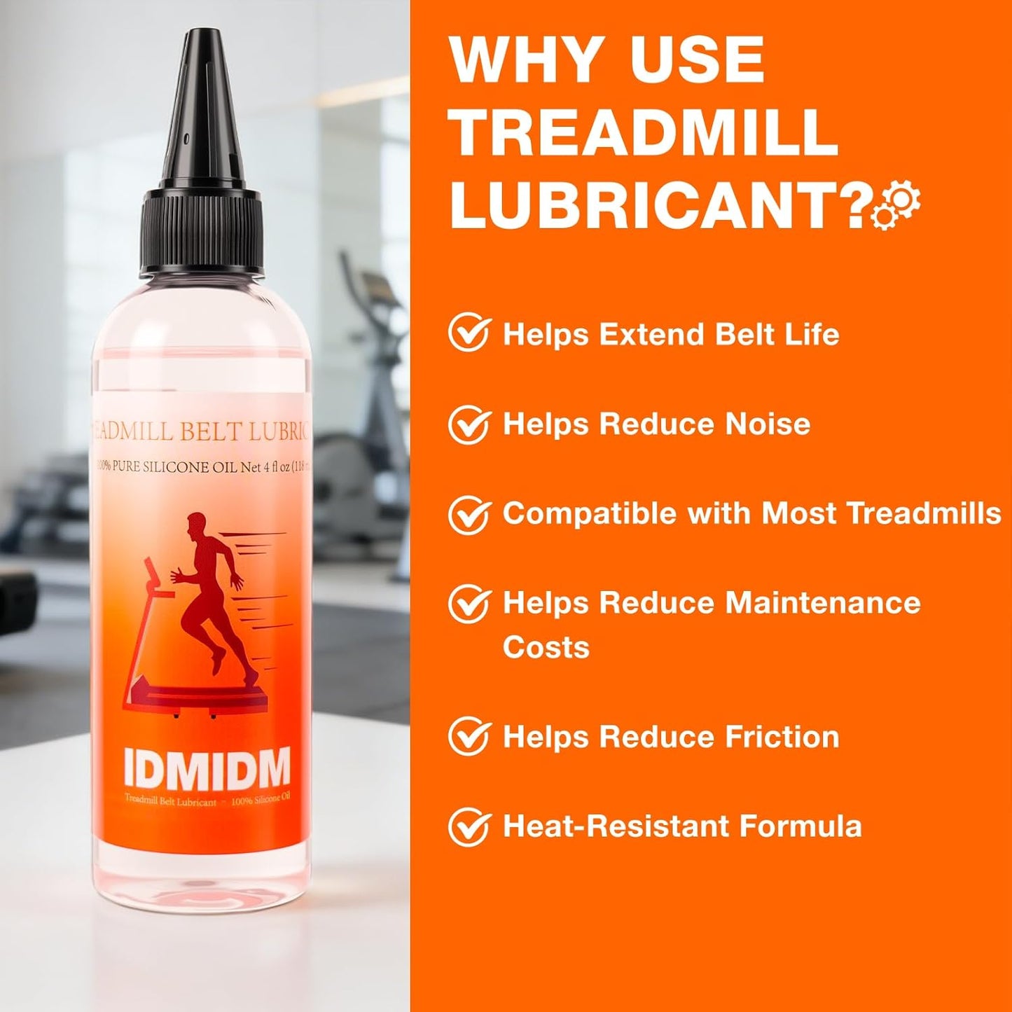 Skiennix Treadmill Belt Lubricant - 100% Silicone Oil, 4 fl oz | Easy-Apply Nozzle, Heat-Resistant, Reduces Noise & Friction