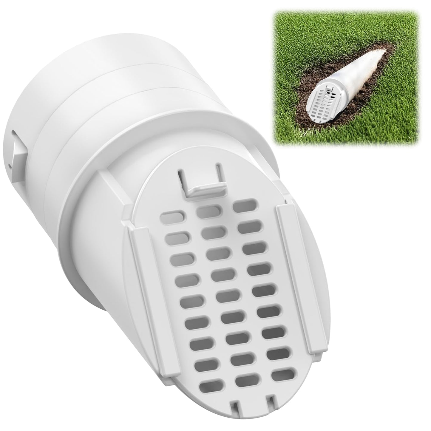 4” Slope Drainage Grate Cover, Rain Diverter, Drainage Grate Yard Drain Emitter for Sump Pump Discharge & Downspout Extensions, Fit 4" SCH 40, 4" SDR 35, 4" & 3" Corrugated Pipe, 1 Pack-White