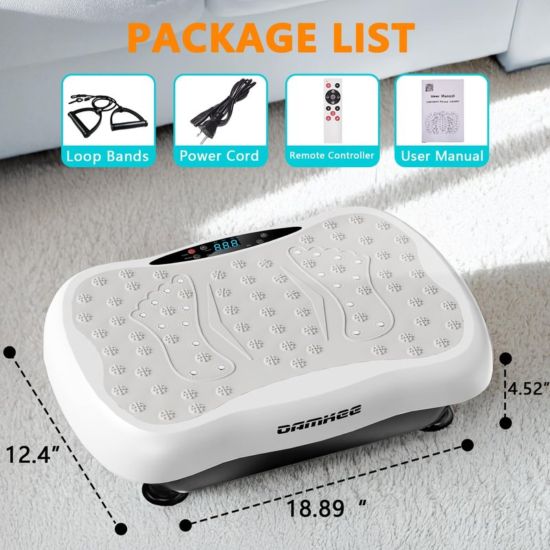 Vibration Plate Exercise Machine, Power Vibrating Board for Weight Loss, Full Body Workout Home Gym Equipment with 100 Adjustable speeds