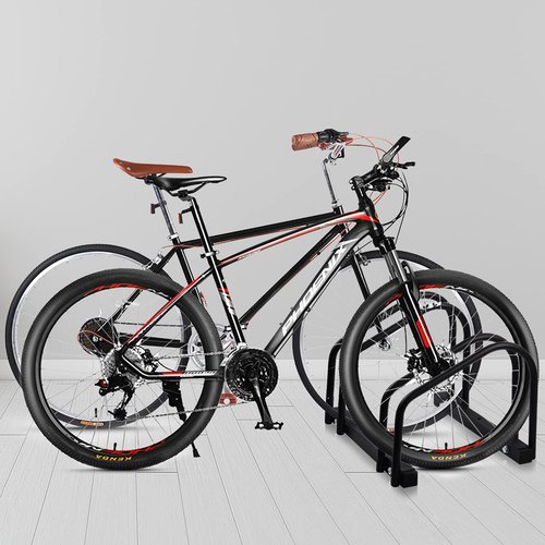WALMANN 2 Bikes Floor Bike Stand, Bike Parking Rack Garage Bike Storage Stand Indoor/Outdoor 22-28" Wheel Stand, Max. Tire Width 2.1"