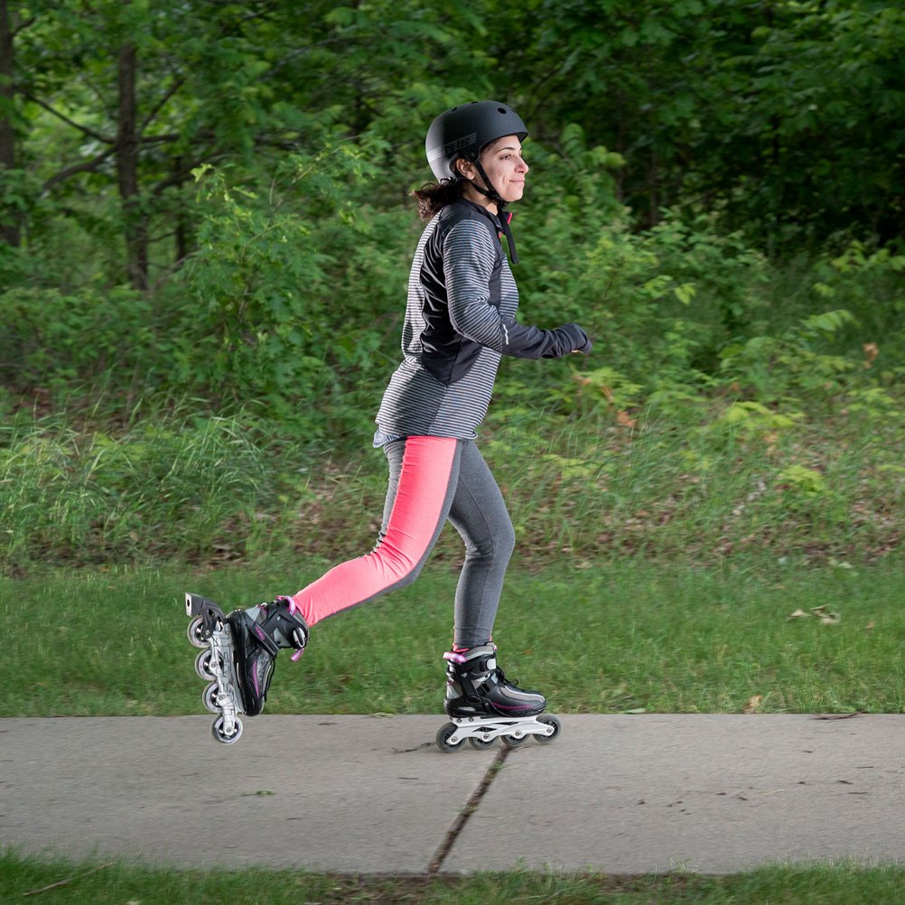 5th Element Lynx Inline Skates Women with Adjustable Strap 80mm Wheels Soft Boot Fit for Comfort | Roller Derby Long Distance Skating for Recreational Fitness & Street Hockey (7.0-Black/Purple)