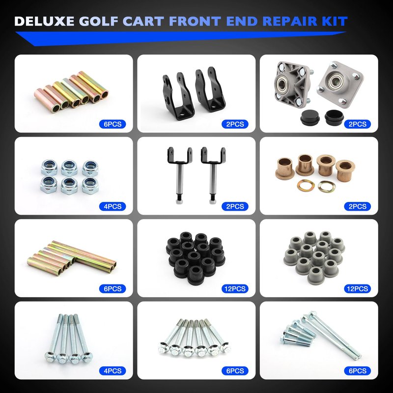 Misakomo Club Car Precedent Front End Repair Kit with King Pin & Bushings, Wheel Hub, and Bearings, for 2004+ Club Car Golf Cart Models, Deluxe Set Replaces 102357701