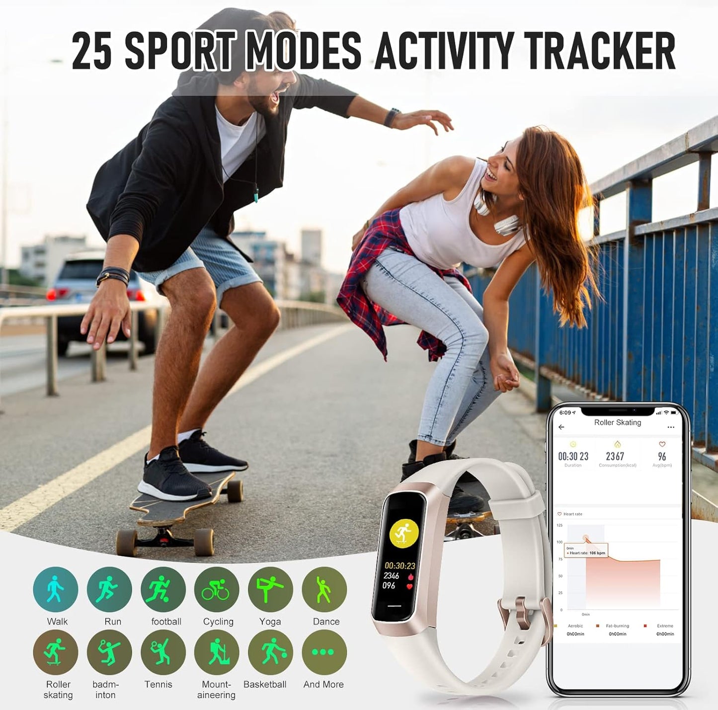 Skiennix Fitness Tracker - 24/7 Heart Rate & Blood Oxygen Monitor | 1.1" AMOLED Touch Screen, Smart Watch for All