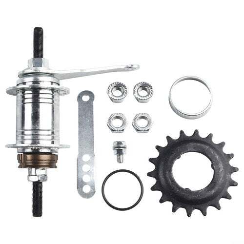 Bicycle Coaster Brake Hub 36 Holes Single Speed Back Pedal Rear Hub With 18T Freewheel Sprocket For Fixed Gear Bike 120mm Silver