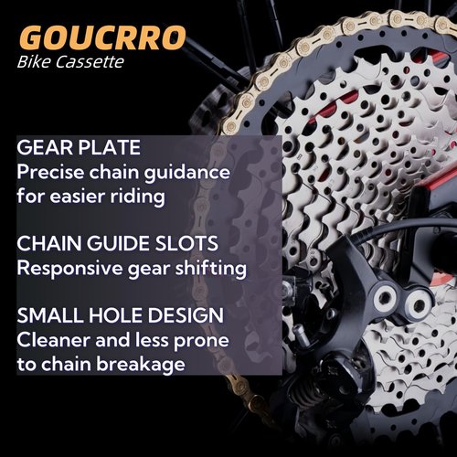 goucrro Bike Cassette 9-Speed Cassette 11-32T, 11-36T, 11-40T, 11-42T, 11-46T, 11-50T Bicycle Cassettes & Freewheels Fit Mountain Bike, Road Bicycle